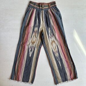 Faherty Multicolor Aztec Printed Frayed Hem Pants
